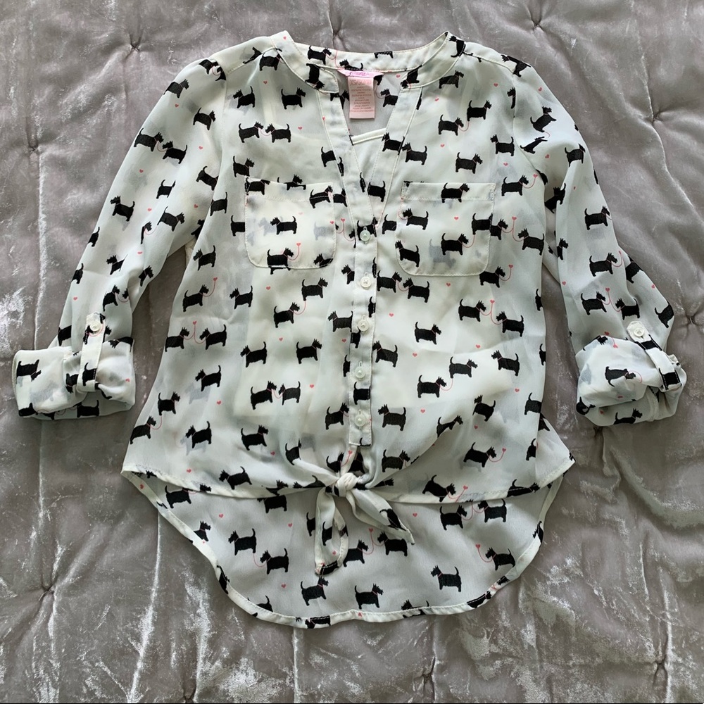 Girls Candie’s Button Up Tie Front Dog Shirt